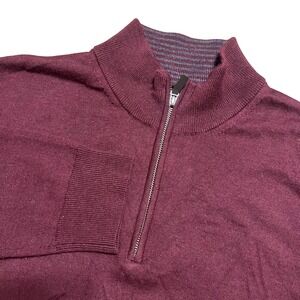 UNTUCKit Belguardo Men's Burgundy Merino Wool Quarter Zip Sweater XX Large